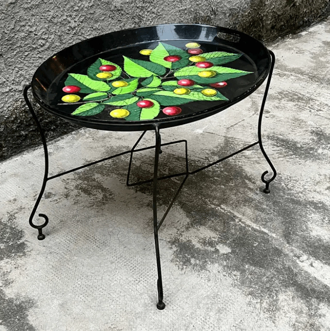 Vassoio in metallo serigrafato con Piedistallo di Piero Fornasetti, anni '50 3