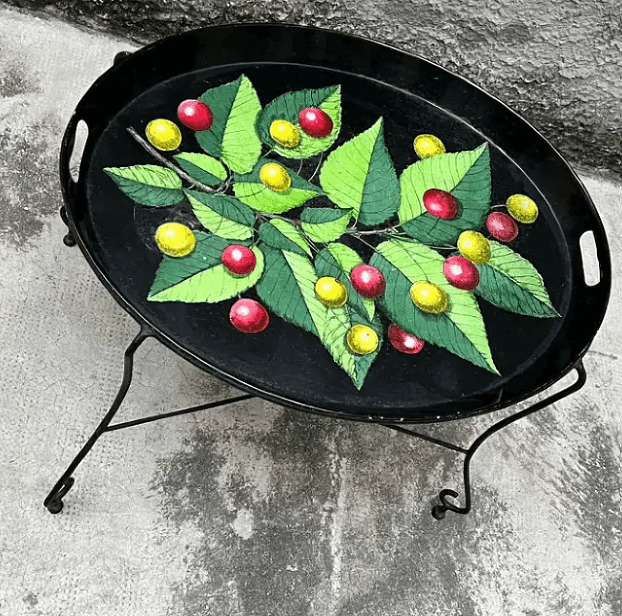 Vassoio in metallo serigrafato con Piedistallo di Piero Fornasetti, anni '50 4