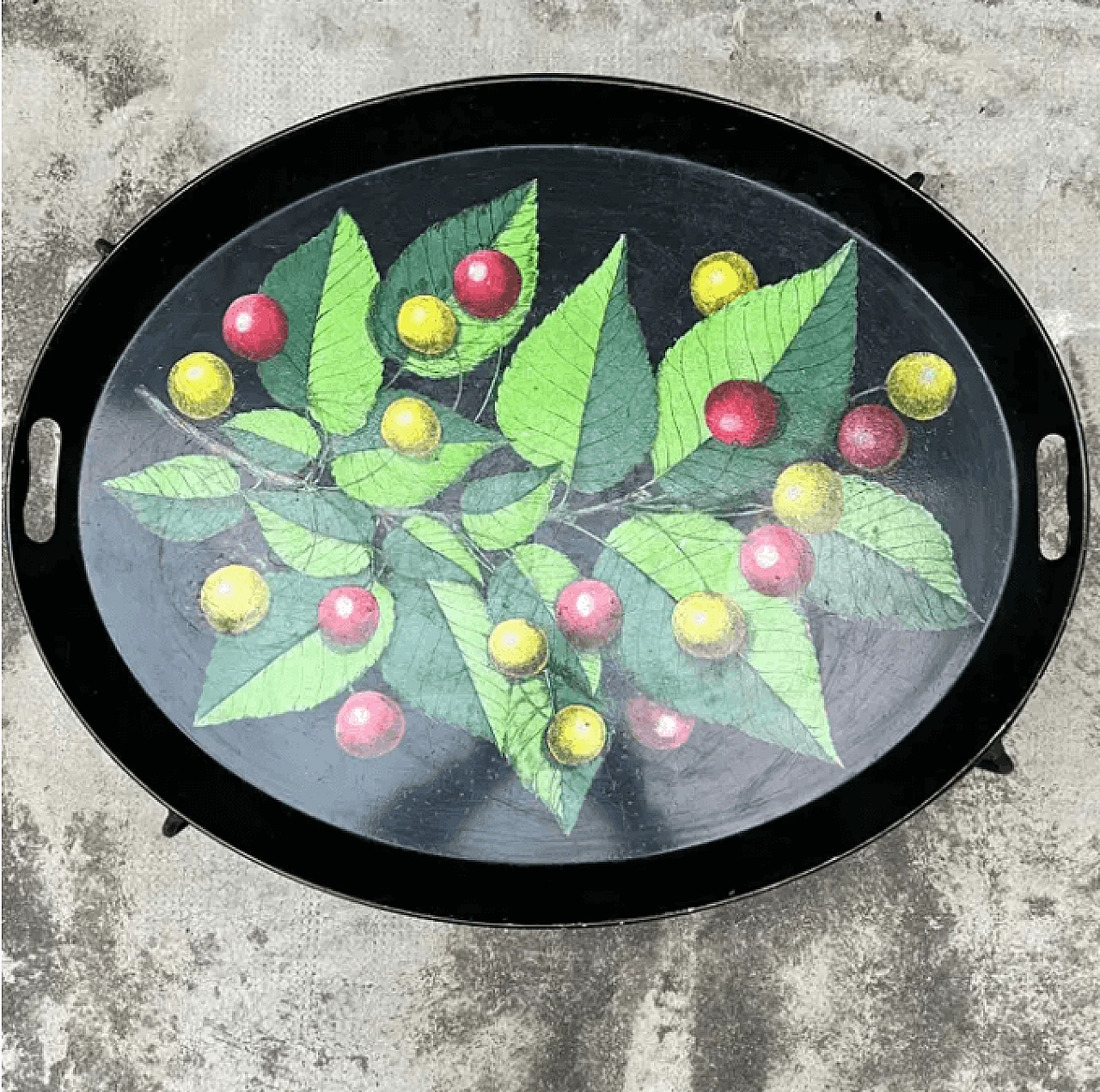 Vassoio in metallo serigrafato con Piedistallo di Piero Fornasetti, anni '50 5