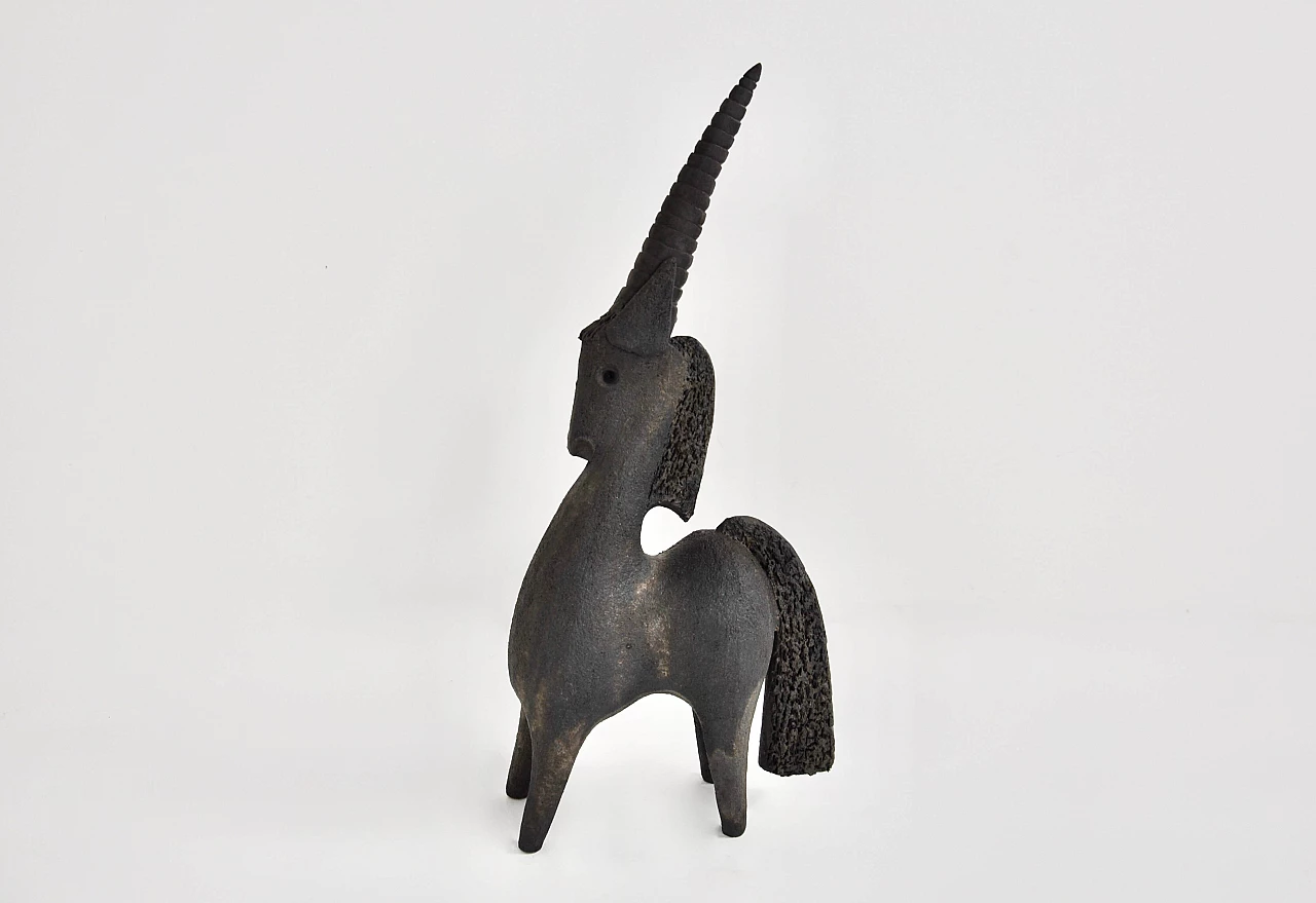 Unicorno in ceramica di Dominique Pouchain, anni '80 1