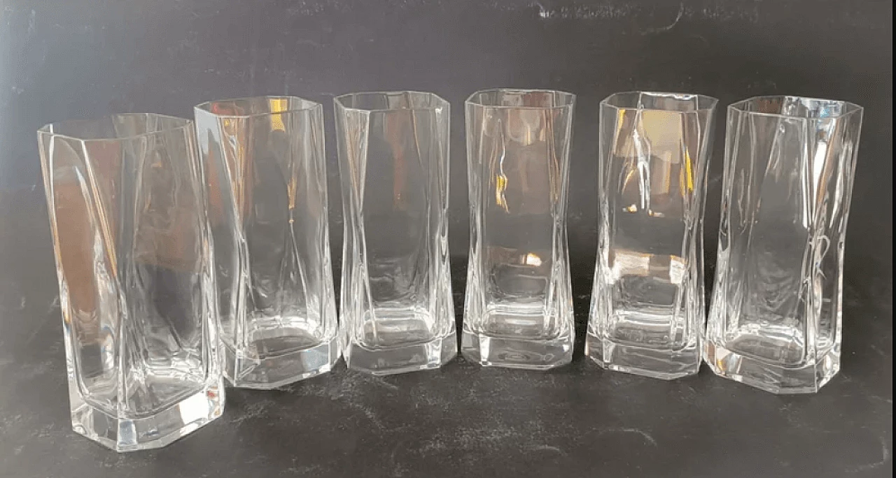 6 Glasses and a glass ice bucket by Cini Boeri, 1990s 3