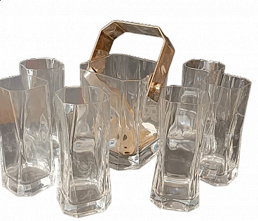 6 Glasses and a glass ice bucket by Cini Boeri, 1990s