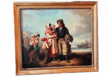 Dipinto francese di scena pastorale, fine '800