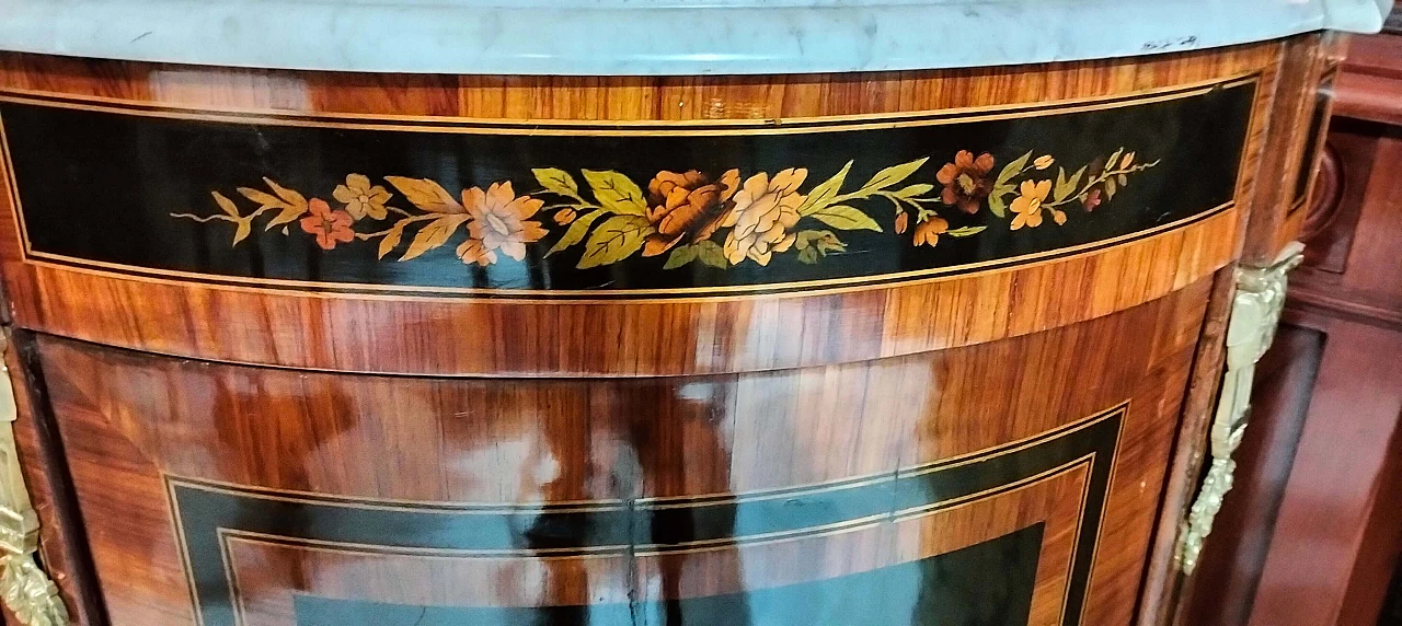 Angoliera Napoleone III in legno di rosa con intarsi in ebano, '800 7