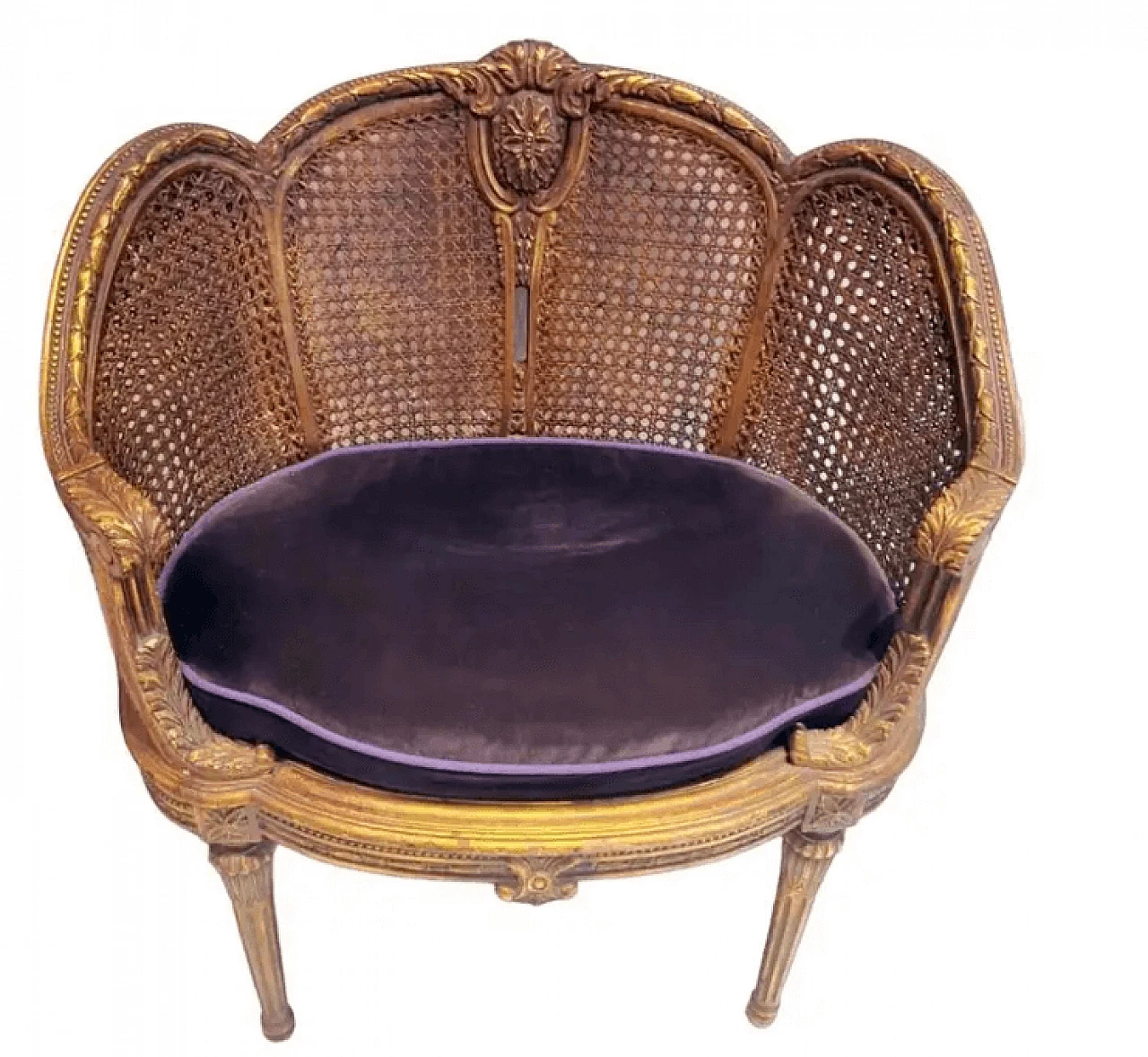 Louis XVI French chair with Vienna straw seat and back, 1950s 1