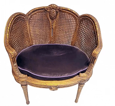 Louis XVI French chair with Vienna straw seat and back, 1950s