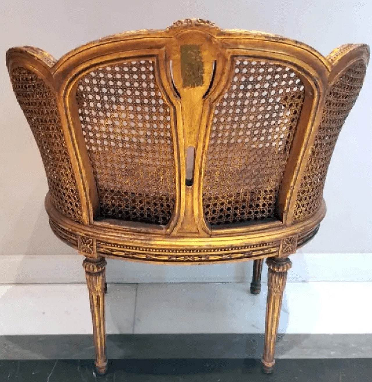 Louis XVI French chair with Vienna straw seat and back, 1950s 4