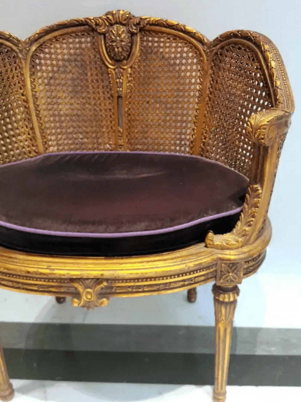 Louis XVI French chair with Vienna straw seat and back, 1950s 6