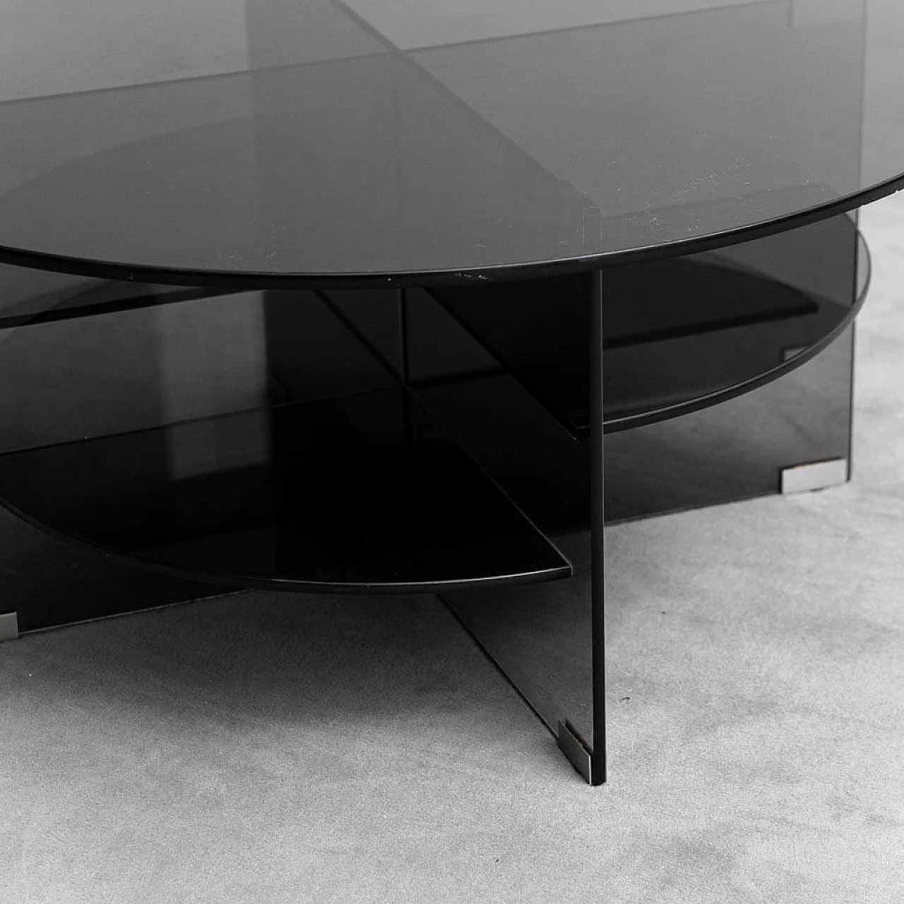 Parsol smoked glass coffee table by Guerra Masiero, 1970s 3