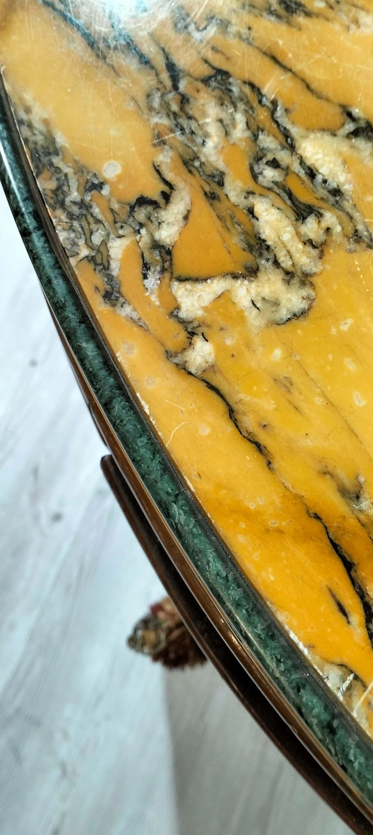 Angoliera Luigi XIV in ebano e marmo Giallo Siena, '700 5