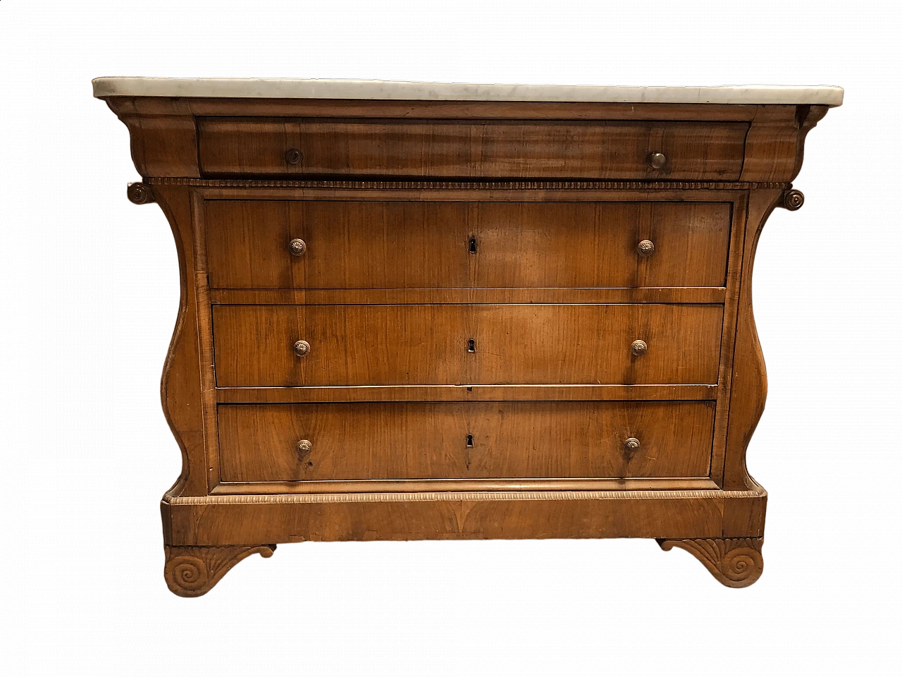 Piedmontese Charles X walnut and marble commode, first half of the 19th century 11