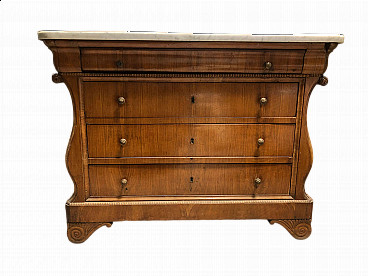 Piedmontese Charles X walnut and marble commode, first half of the 19th century
