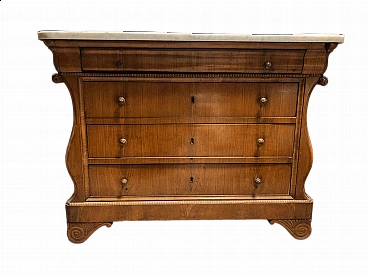 Piedmontese Charles X walnut and marble commode, first half of the 19th century