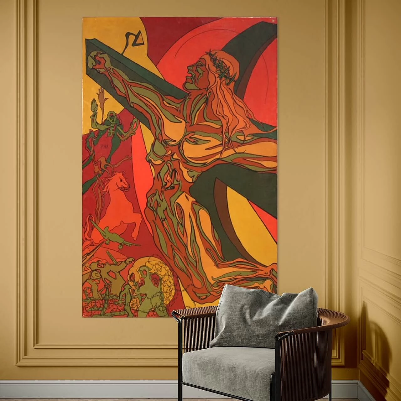 Gino Ghioni, Crocifissione, dipinto a tecnica mista su tela, anni '90 17