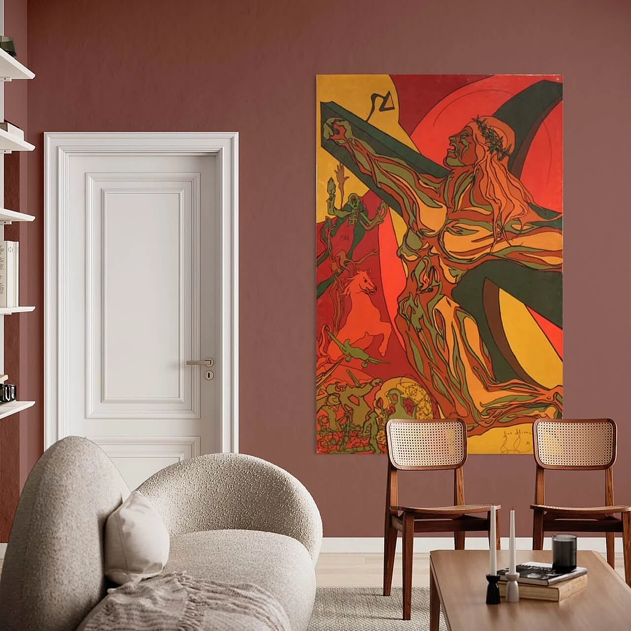 Gino Ghioni, Crocifissione, dipinto a tecnica mista su tela, anni '90 18