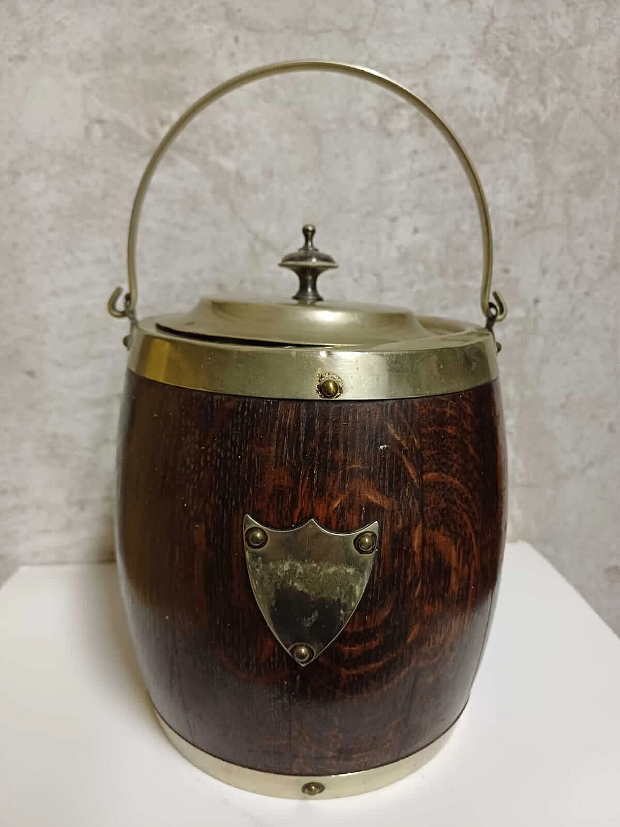 English wood and metal ice bucket, 1930s 1