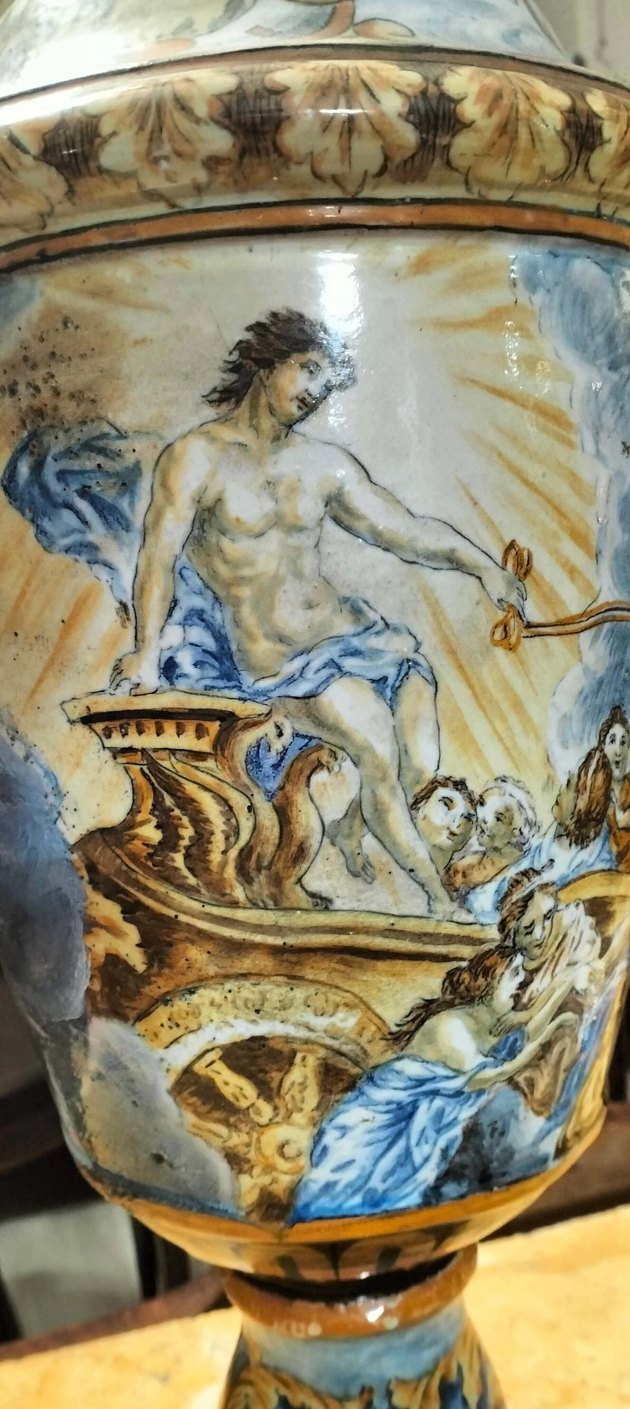 Coppia di vasi Napoleone III in ceramica dipinta a mano, '800 8