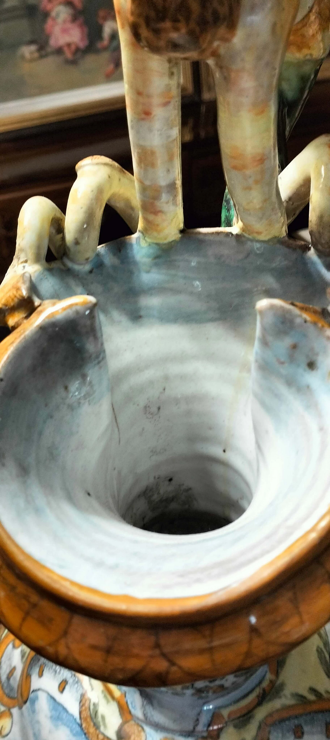 Coppia di vasi Napoleone III in ceramica dipinta a mano, '800 15