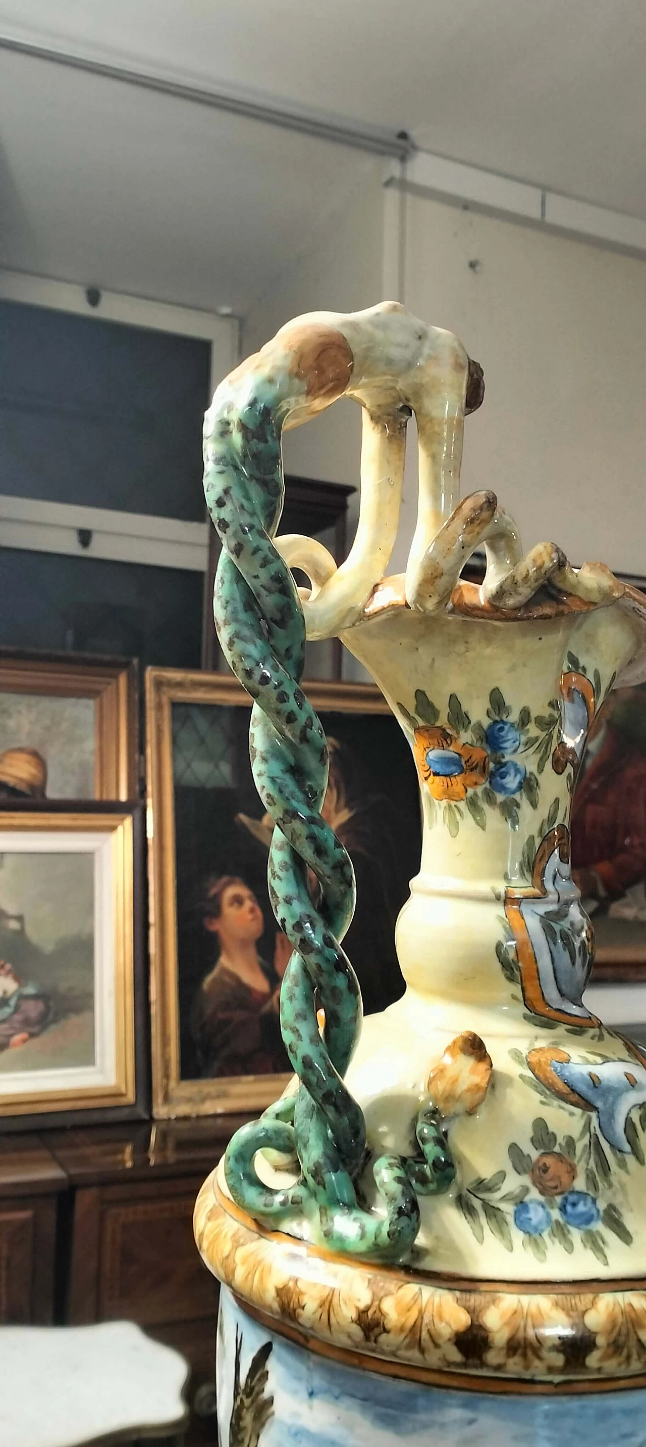 Coppia di vasi Napoleone III in ceramica dipinta a mano, '800 16