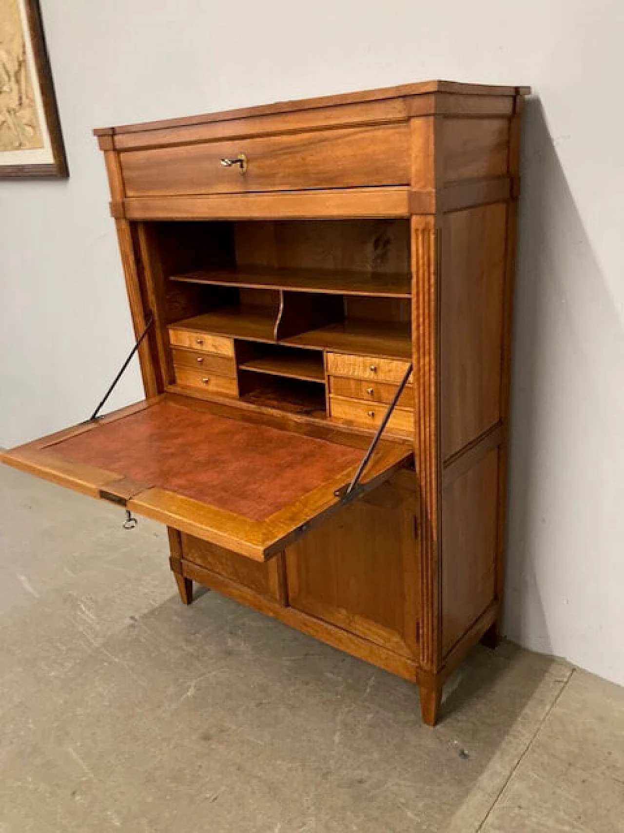 Piedmontese Louis XVI solid walnut secrétaire, late 18th century 11