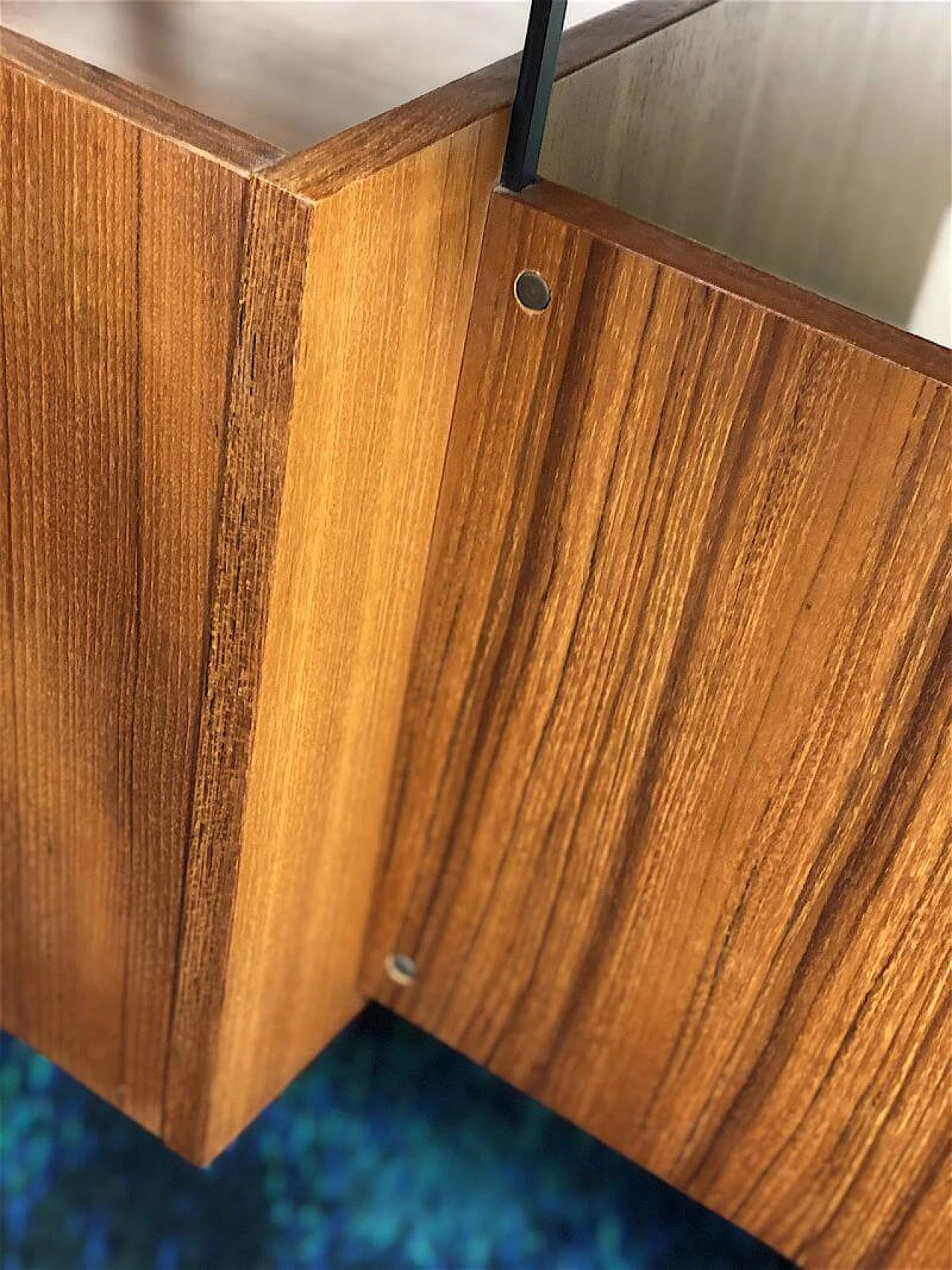 Wooden executive desk with teak veneer and black metal frame, 1960s 14