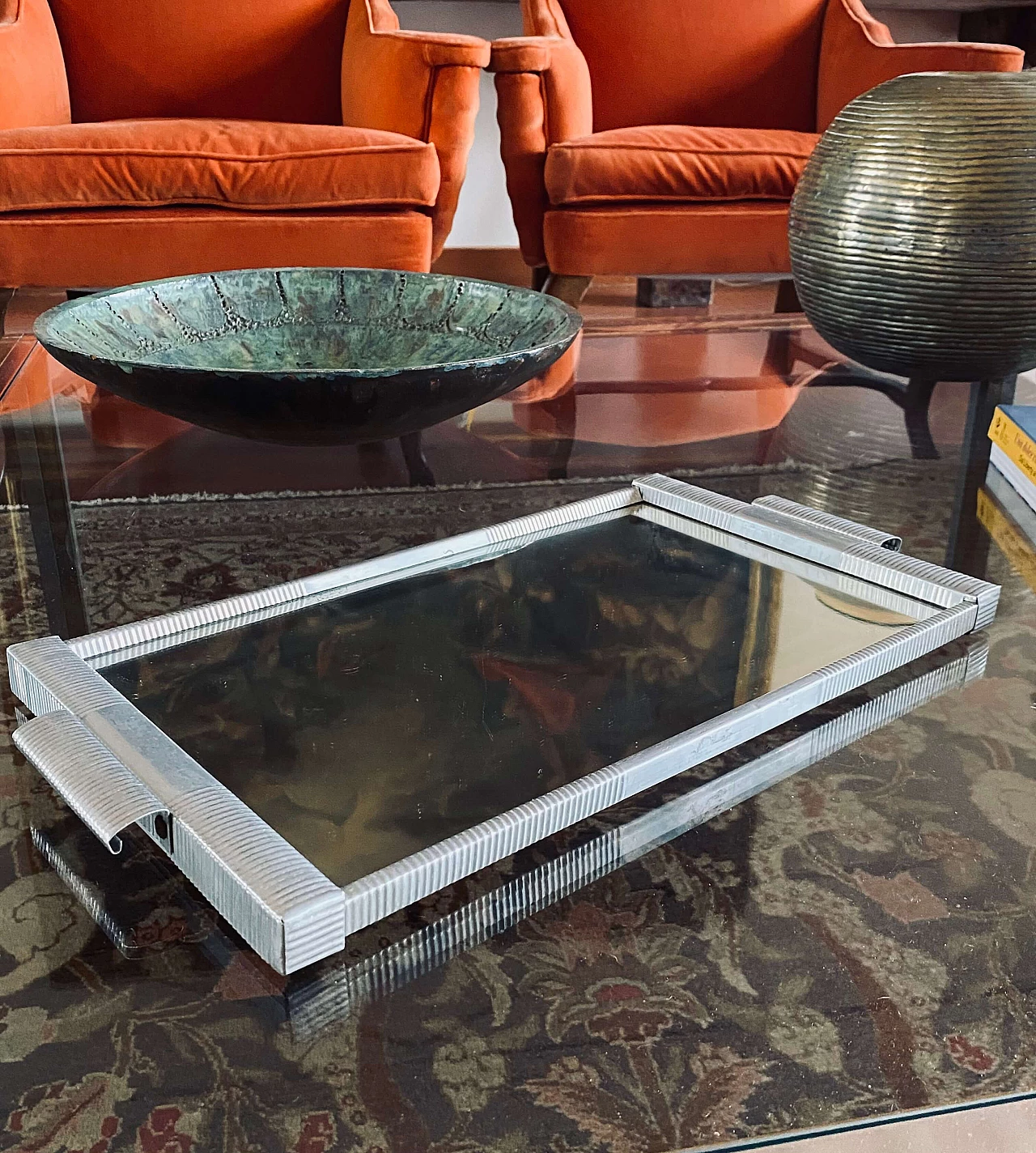 Art Deco mirrored pewter tray, 1930s 7