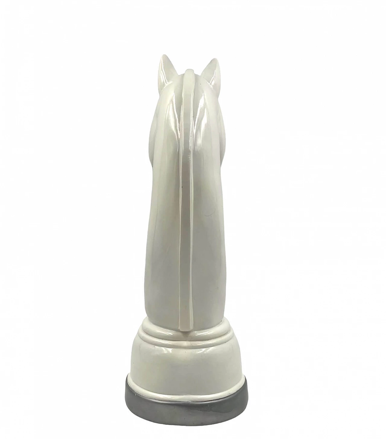 Chess horse, white lacquered resin sculpture, 1970s 17