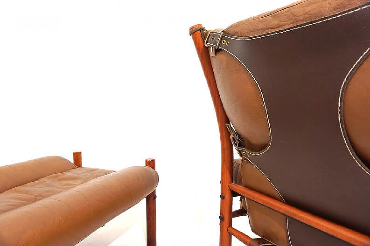 Poltrona Inca con pouf di Arne Norell per Norell AB, anni '60 12