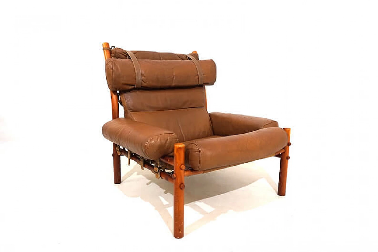 Poltrona Inca con pouf di Arne Norell per Norell AB, anni '60 13