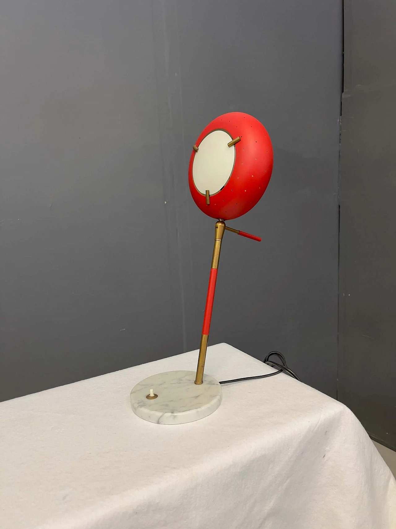 Metal table lamp with marble base by Stilux, 1950s 3
