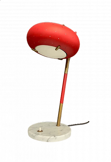 Lampada da tavolo in metallo con base in marmo di Stilux, anni '50