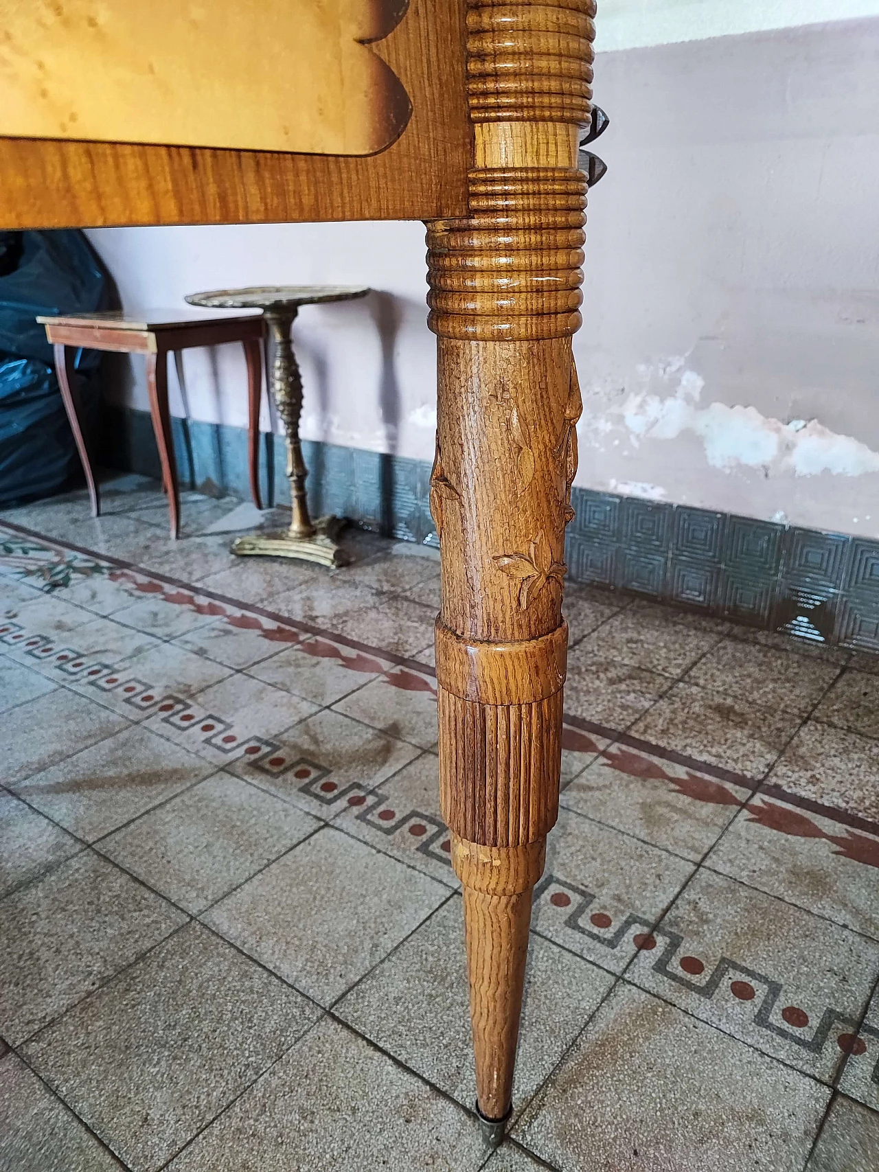 Tavolo in legno e vetro di Pier Luigi Colli con sedie, anni '50 6