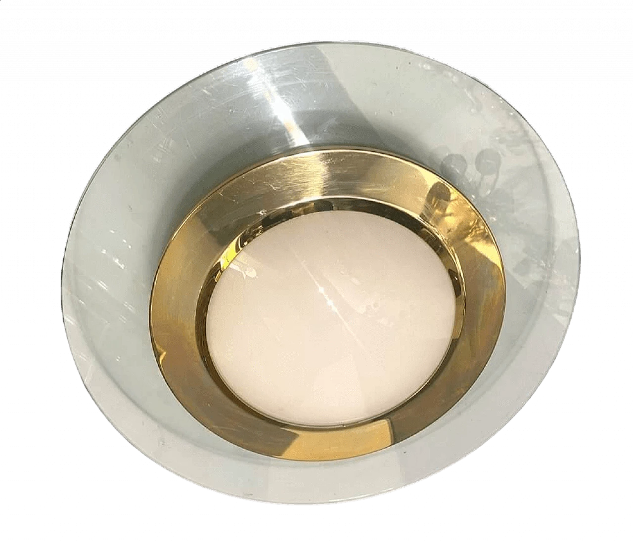 Round brass and glass ceiling lamp, 1980s 9