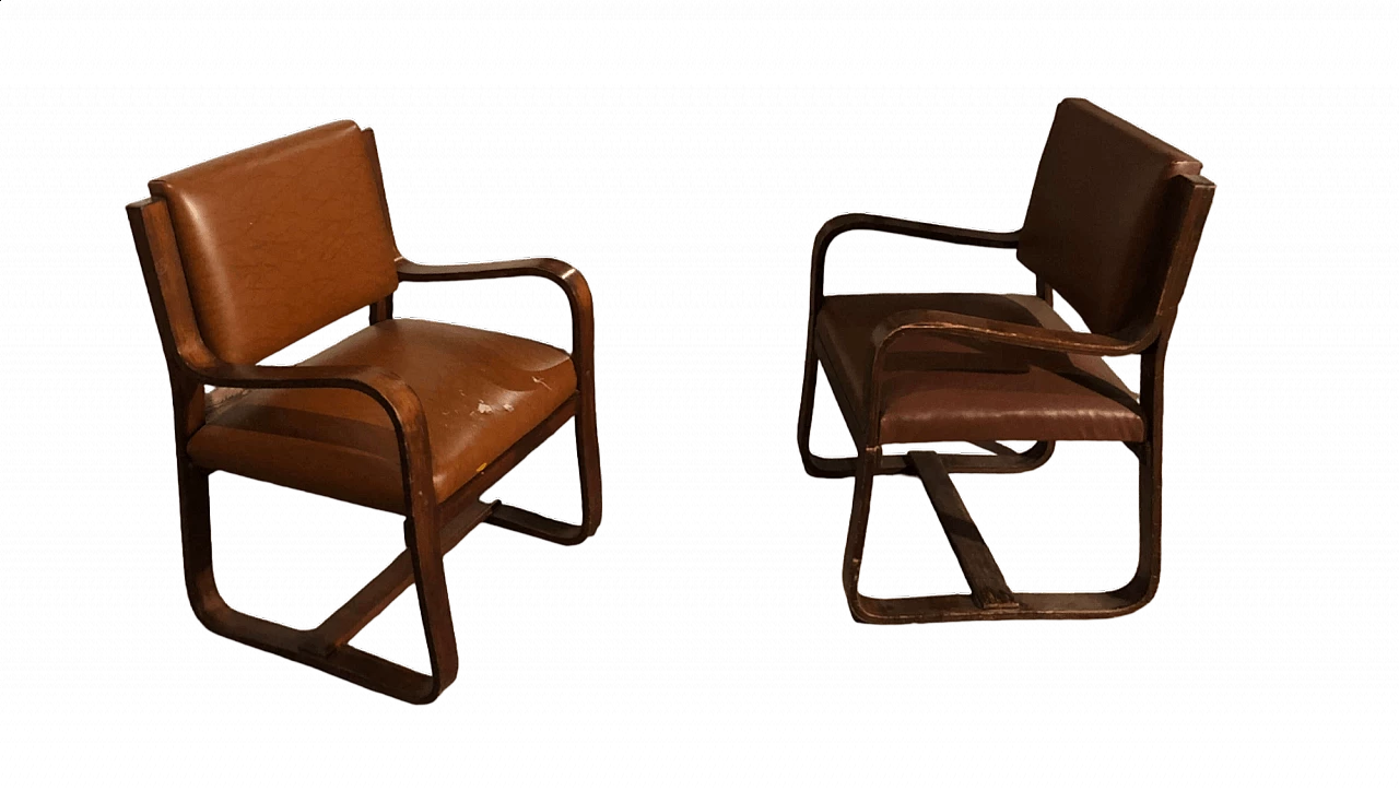 Pair of armchairs by Giuseppe Pagano for Maggioni, 1930s 7