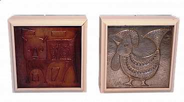 Pair of decorative tiles in the style of Helmut Friedrich Schaffenacker, 1970s