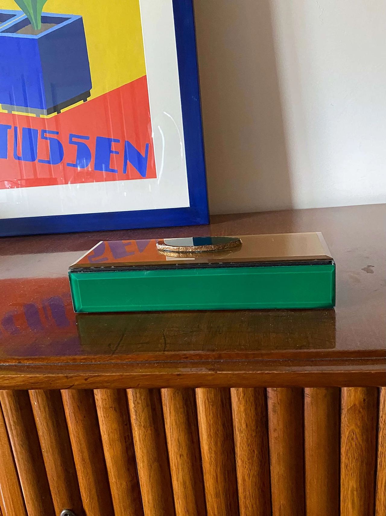 Green glass jewellery box, 1980s 2