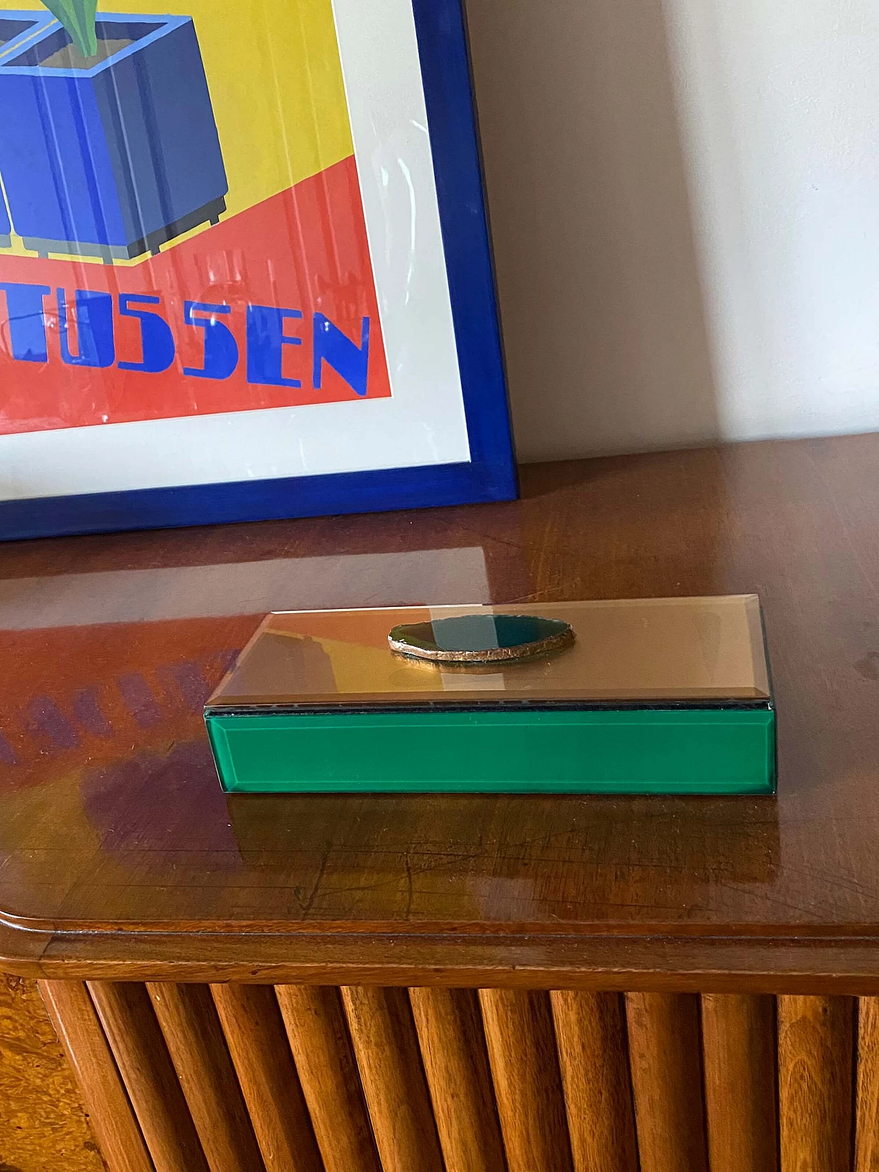 Green glass jewellery box, 1980s 3