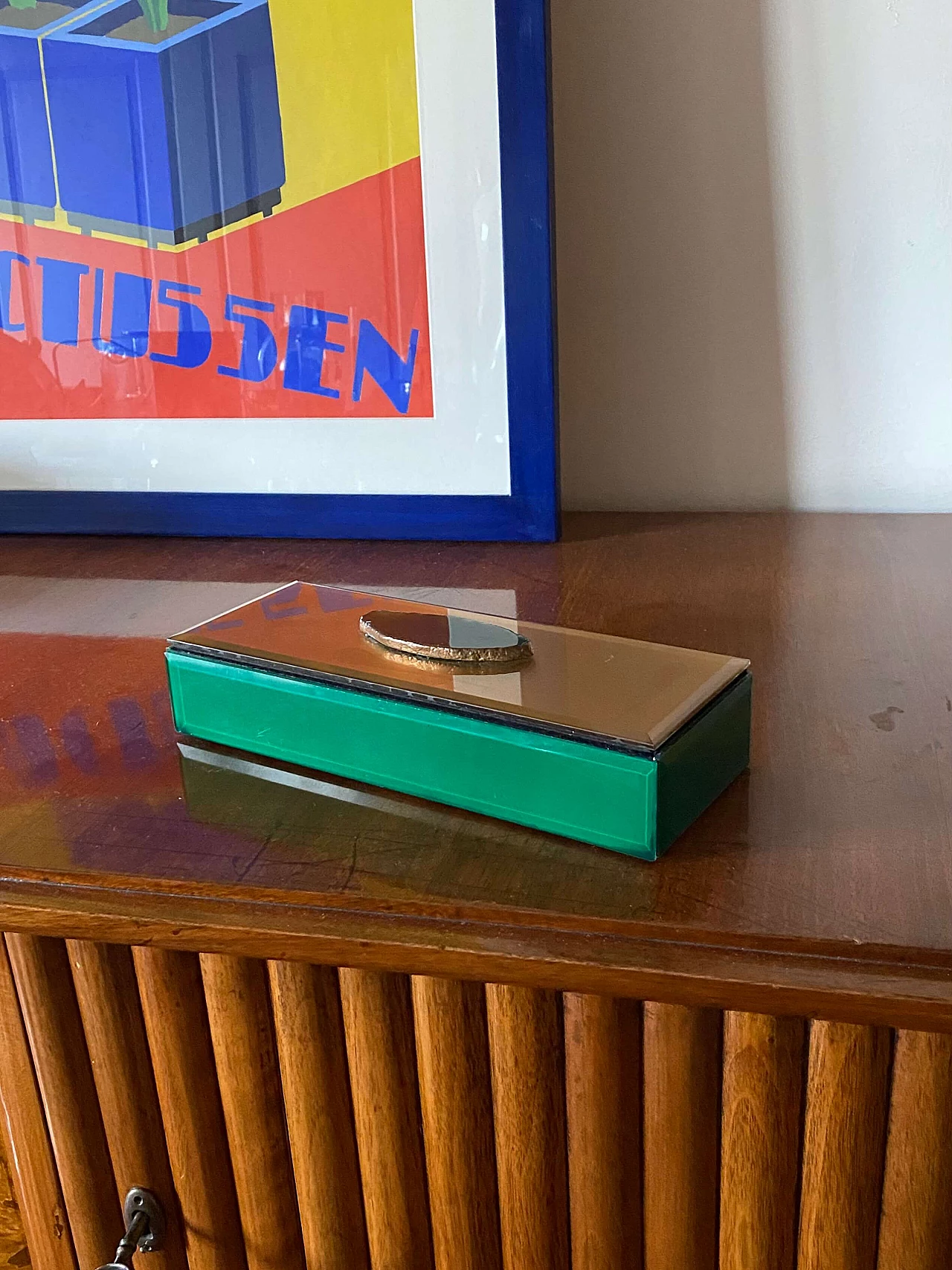 Green glass jewellery box, 1980s 4