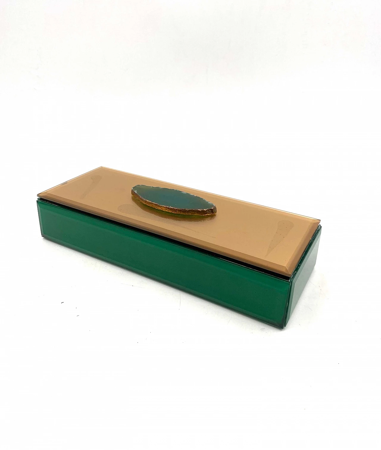 Green glass jewellery box, 1980s 8