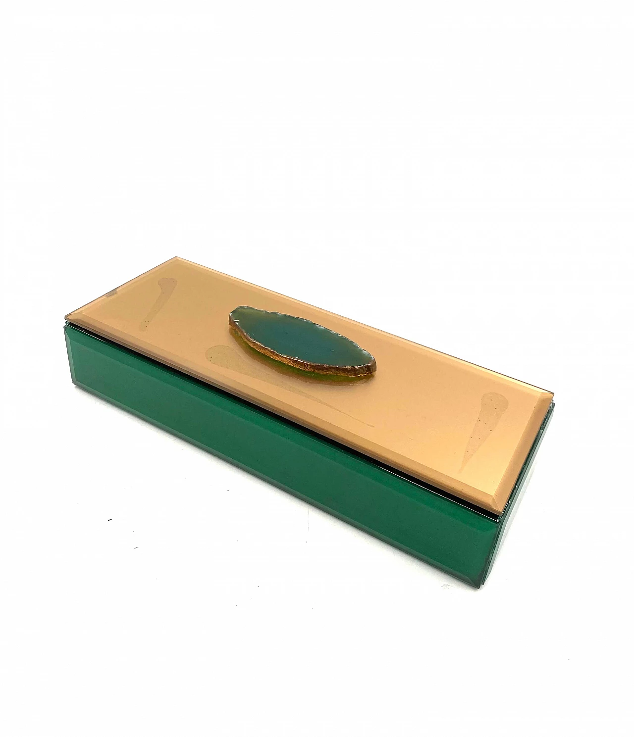 Green glass jewellery box, 1980s 9