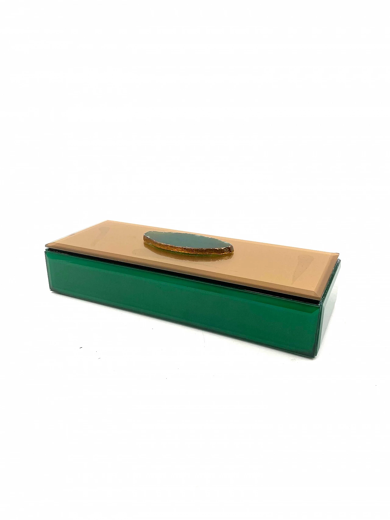 Green glass jewellery box, 1980s 10