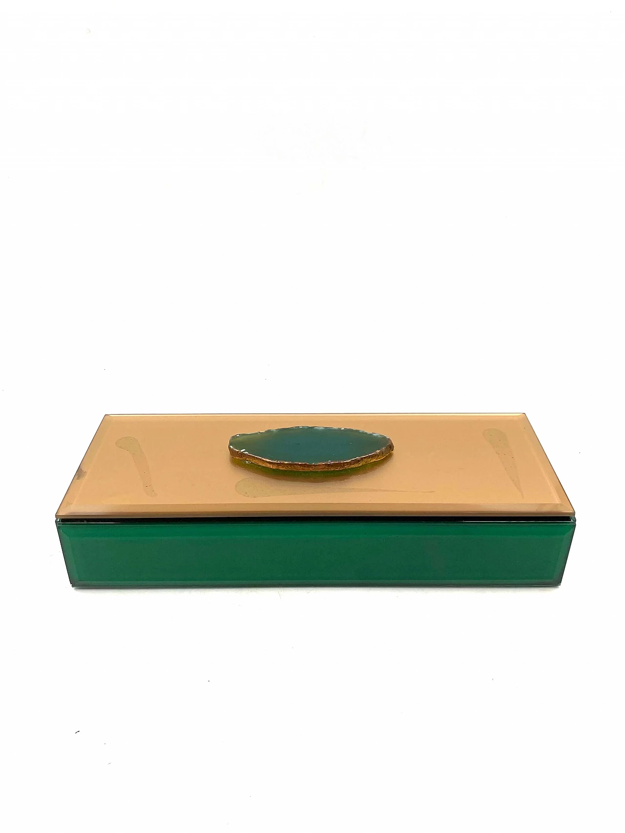 Green glass jewellery box, 1980s 12