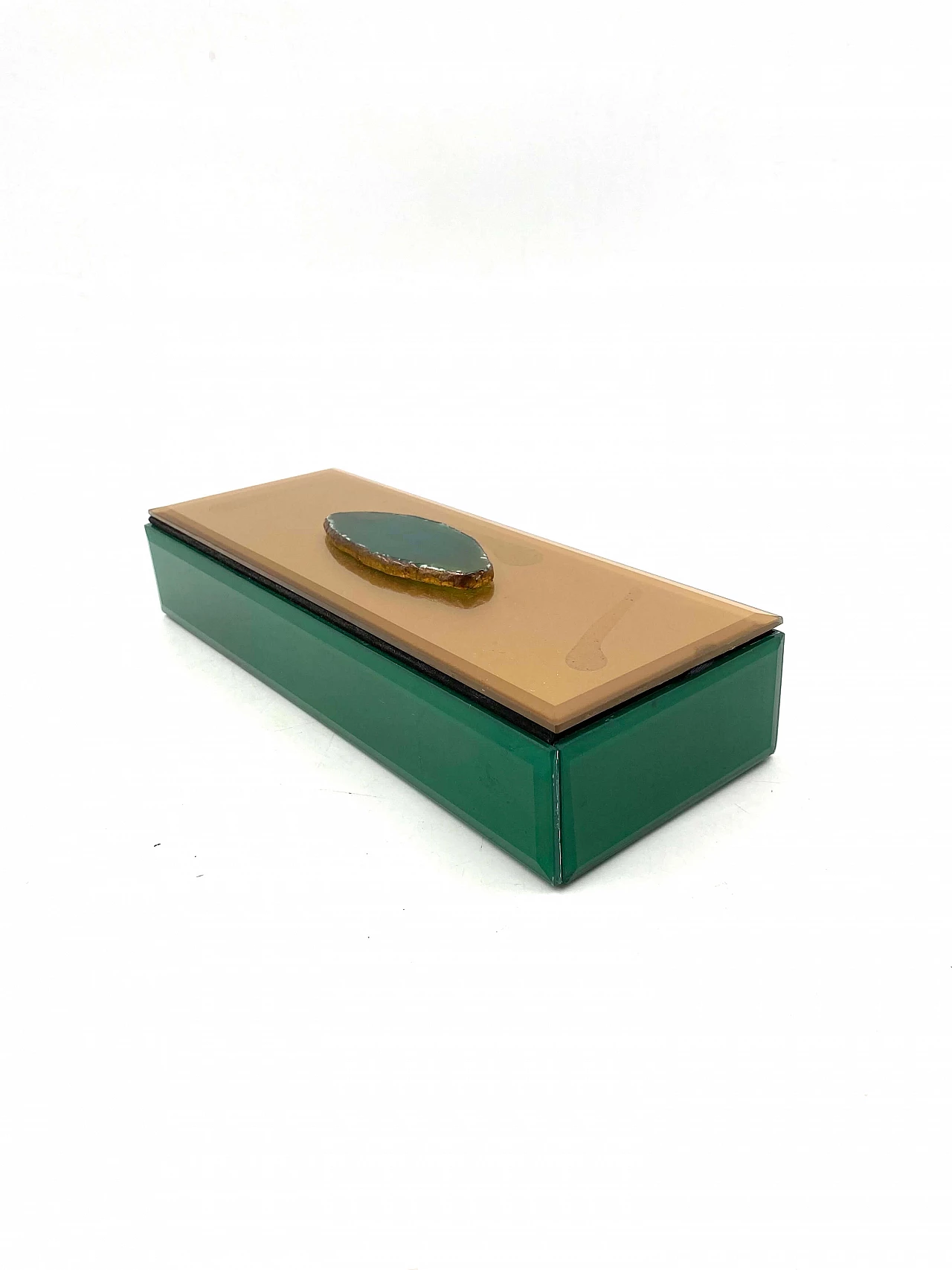 Green glass jewellery box, 1980s 15