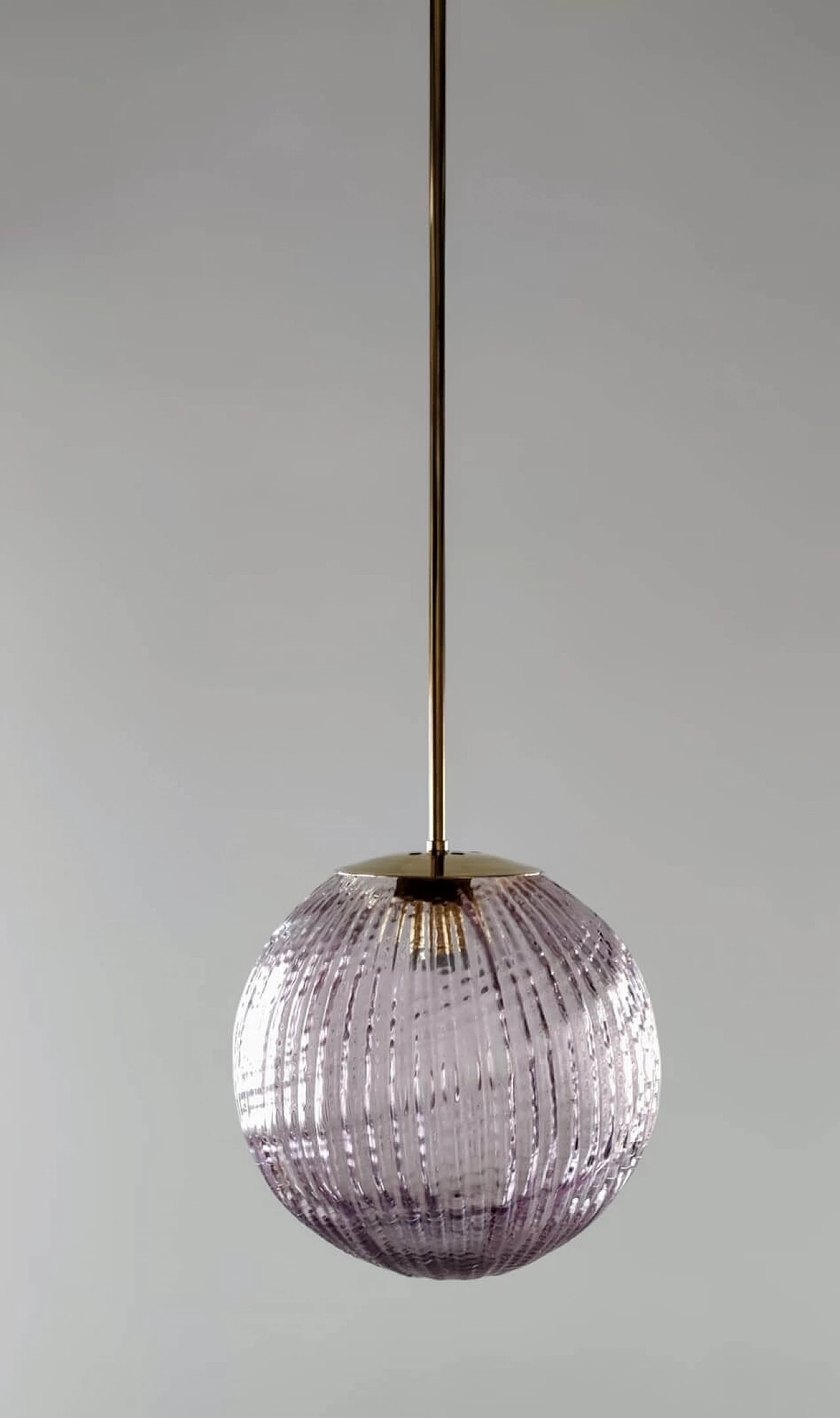 Brass and amethyst-coloured Murano glass pendant lamp, 1930s 12