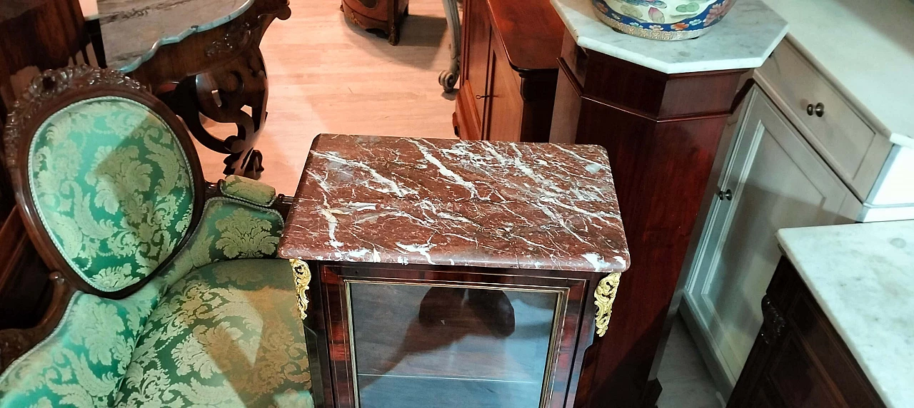 Vetrina Napoleone III in palissandro con decori in bronzo, metà '800 9