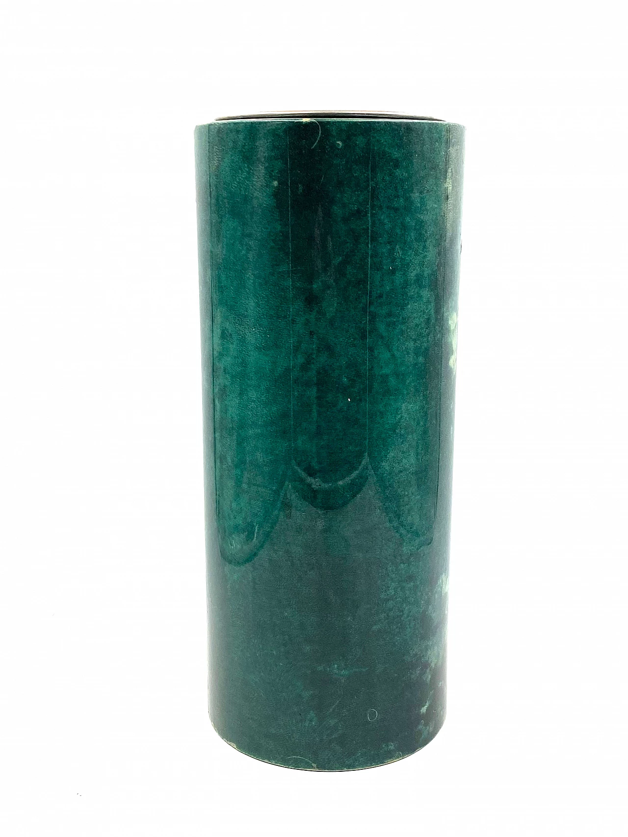 Floor ashtray in green goat parchment by Aldo Tura, 1960s 3