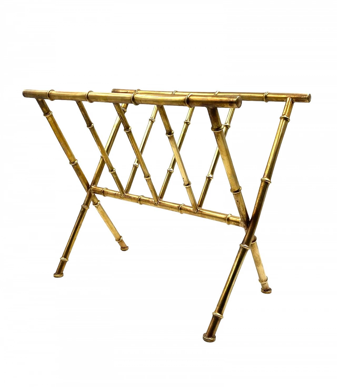 Bamboo-effect brass magazine rack by Maison Bagues, 1970s 2