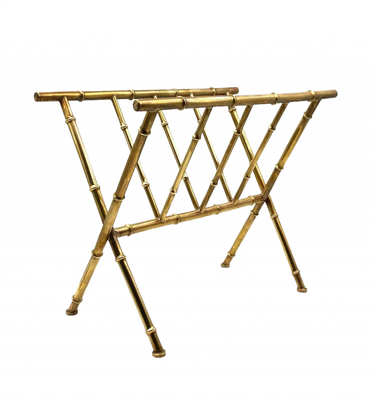 Bamboo-effect brass magazine rack by Maison Bagues, 1970s 6
