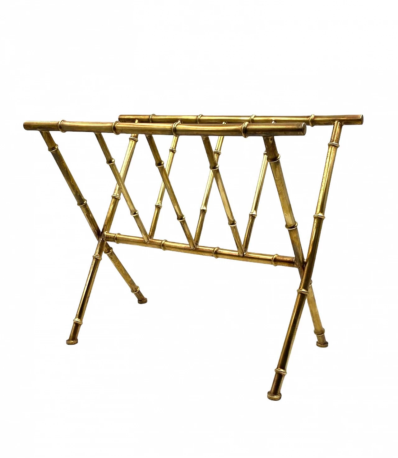 Bamboo-effect brass magazine rack by Maison Bagues, 1970s 9