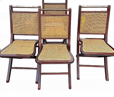4 Sedie pieghevoli in mogano in stile Marina, anni '40